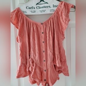 We The Free ruffle peasant baby doll off shoulder/flutter sleeve Free People